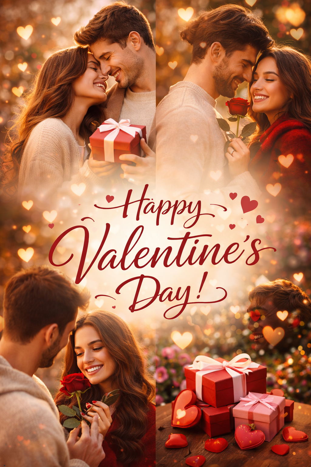 Happy Valentines Day photos with roses and gifts